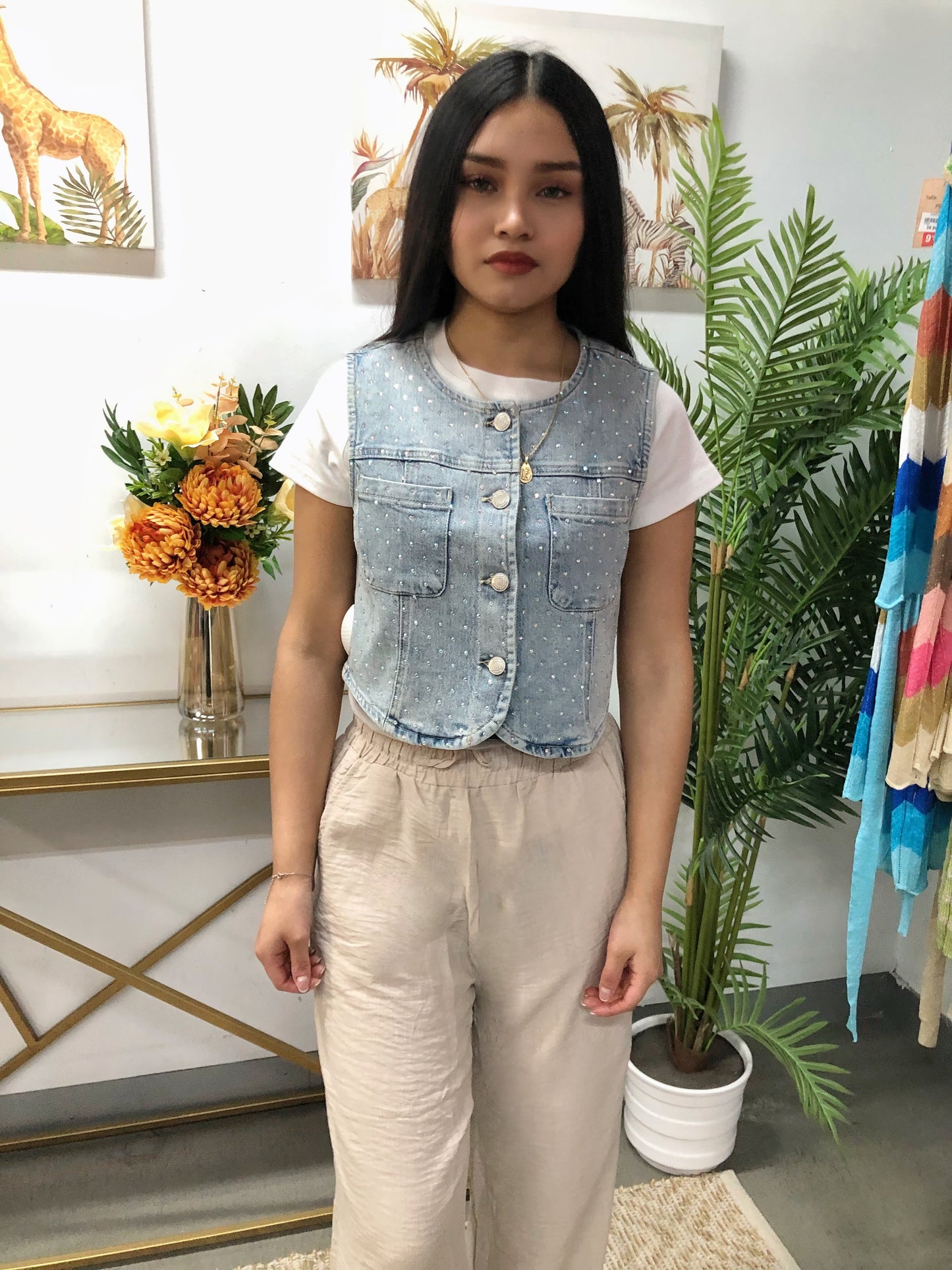 Chaleco vaquero con brillo