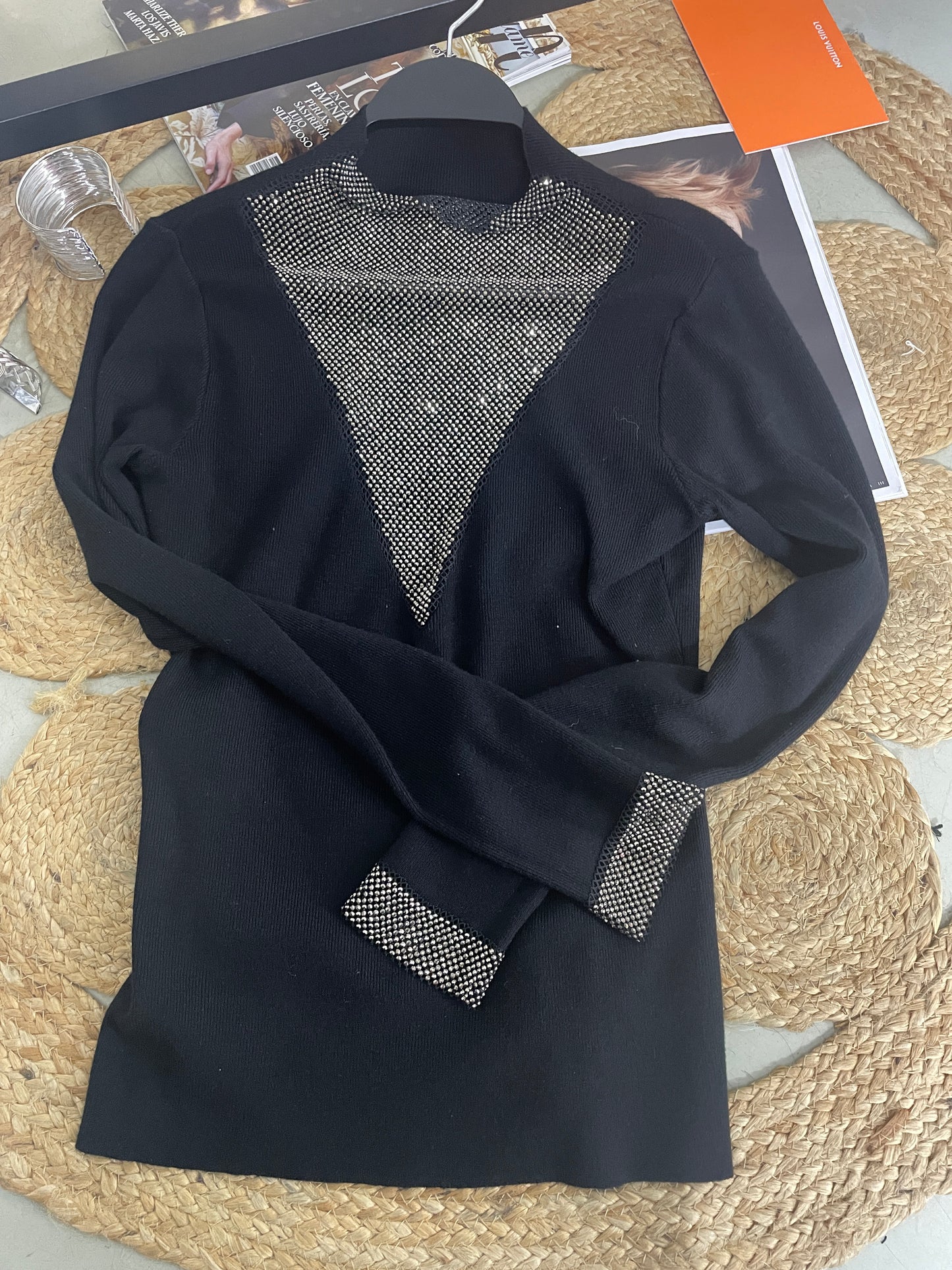 🎀Jersey negro cuello brillo🎀