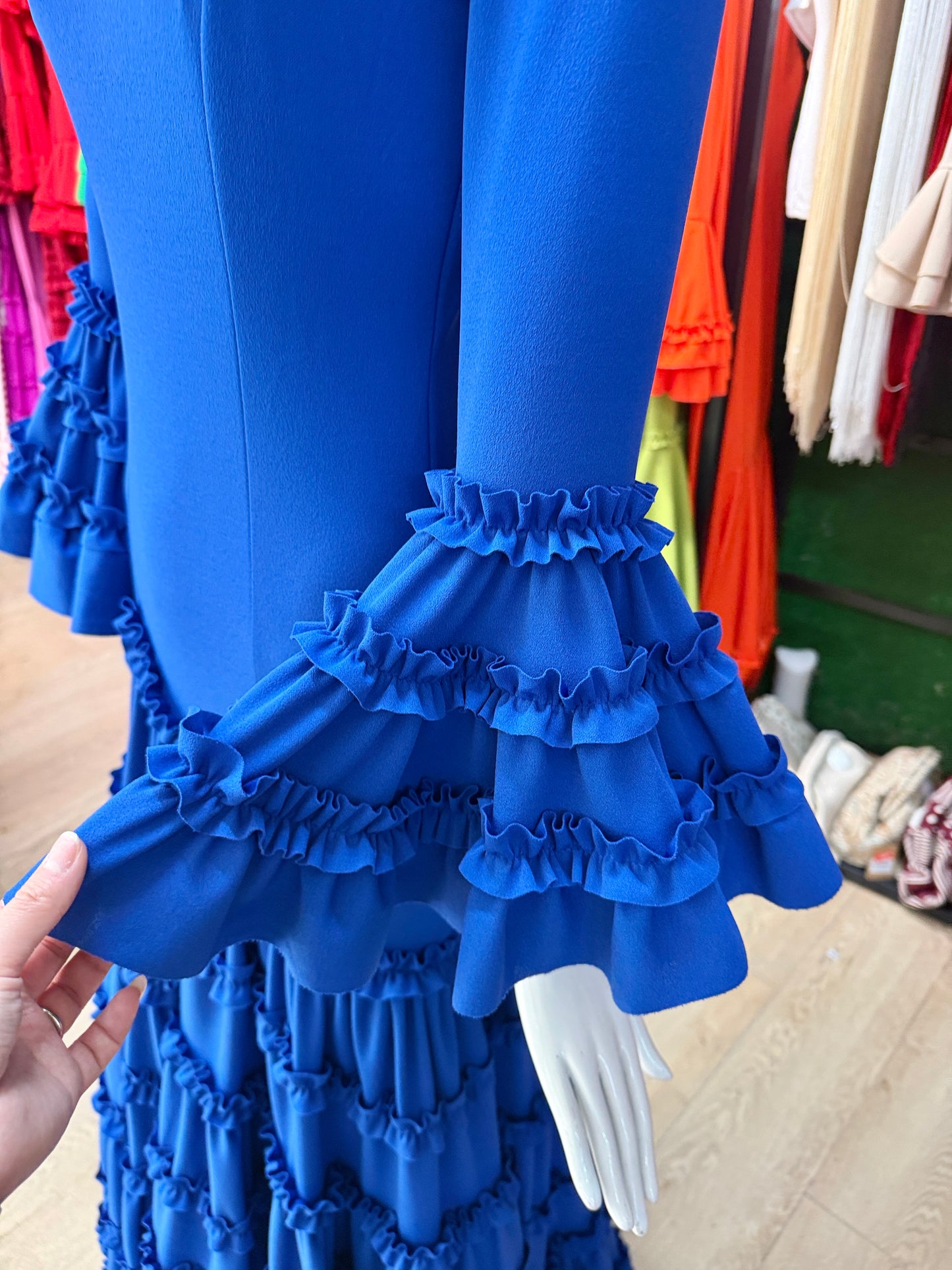 Traje flamenca canastero azul eléctrico XS/S
