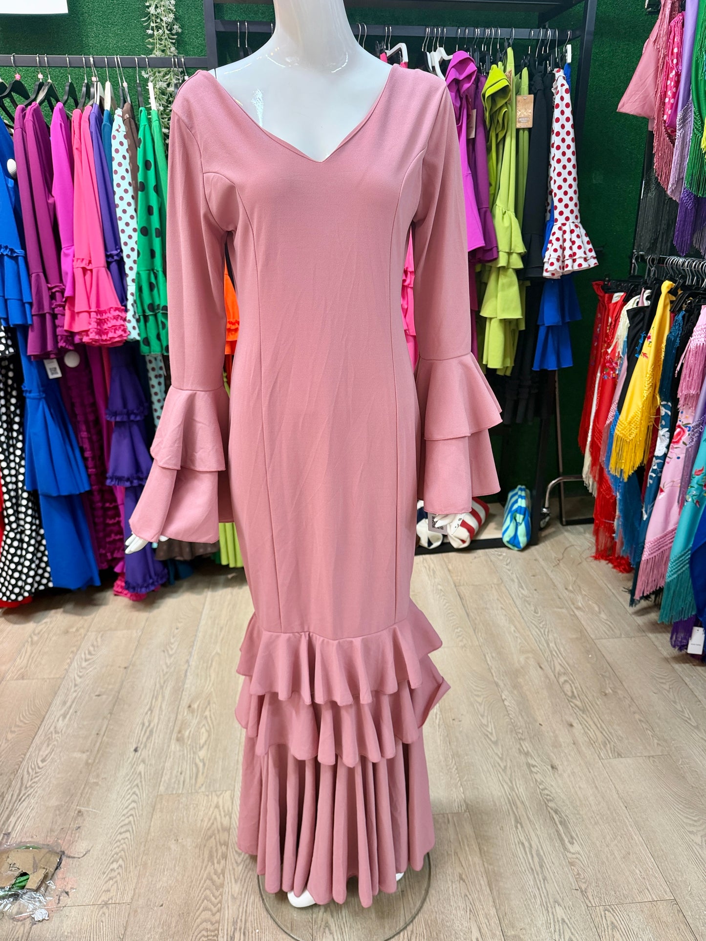 Traje flamenca rosa bebe XXL