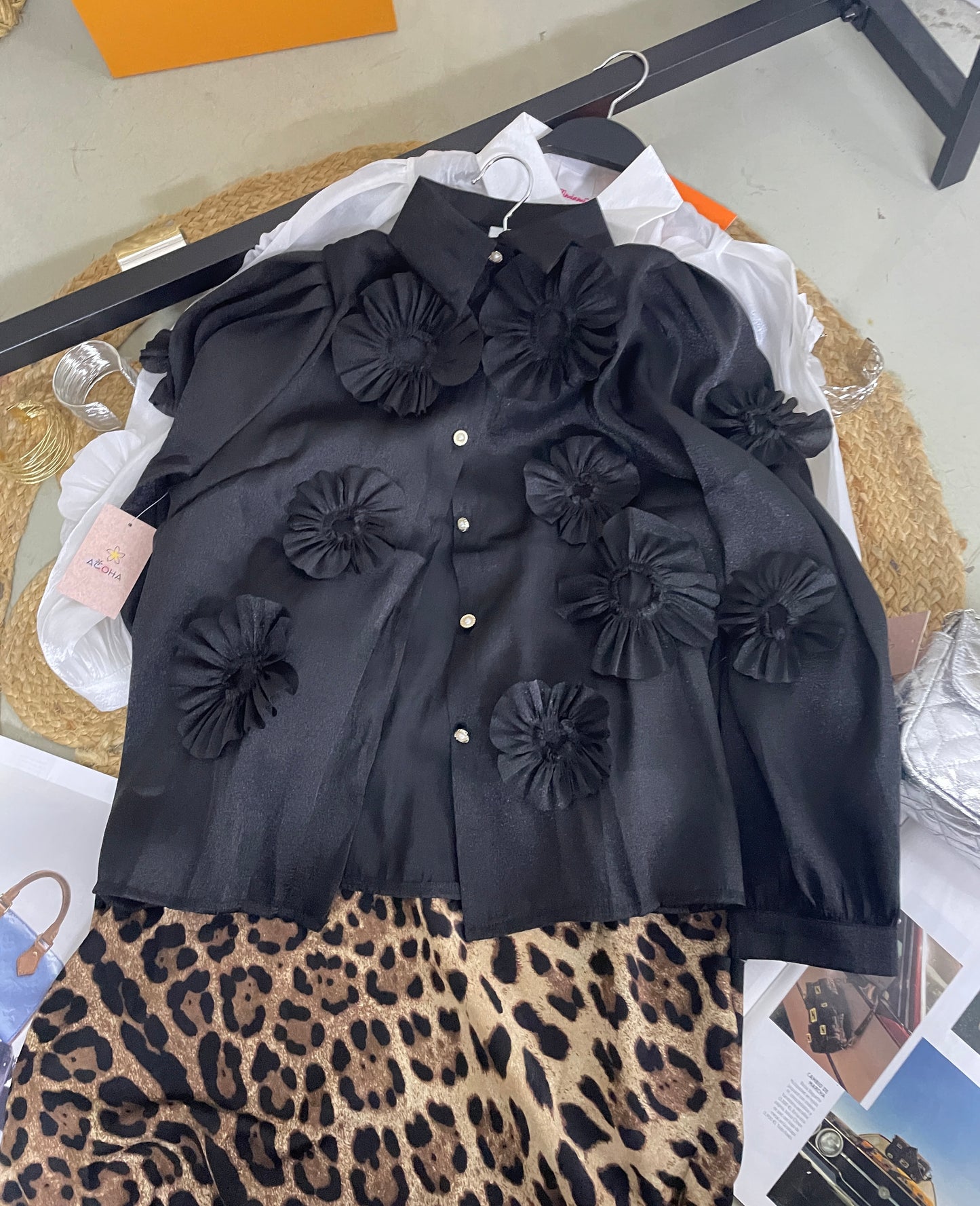 🎀Camisa de manga larga con flores 3D