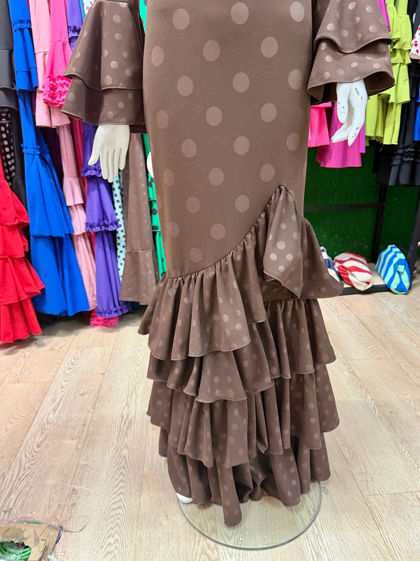 Traje flamenca marrón con lunares XS/S