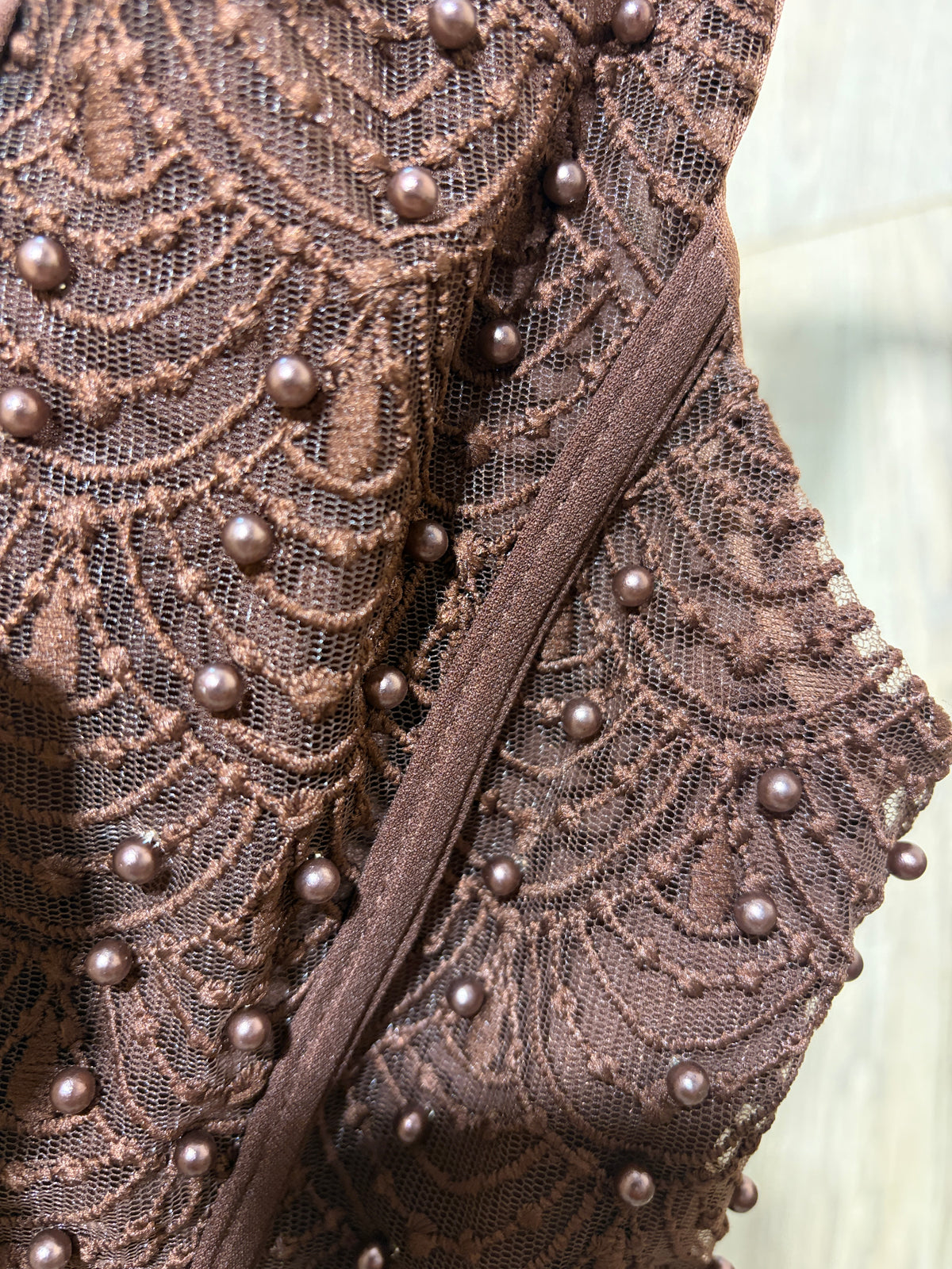 Top encaje perla