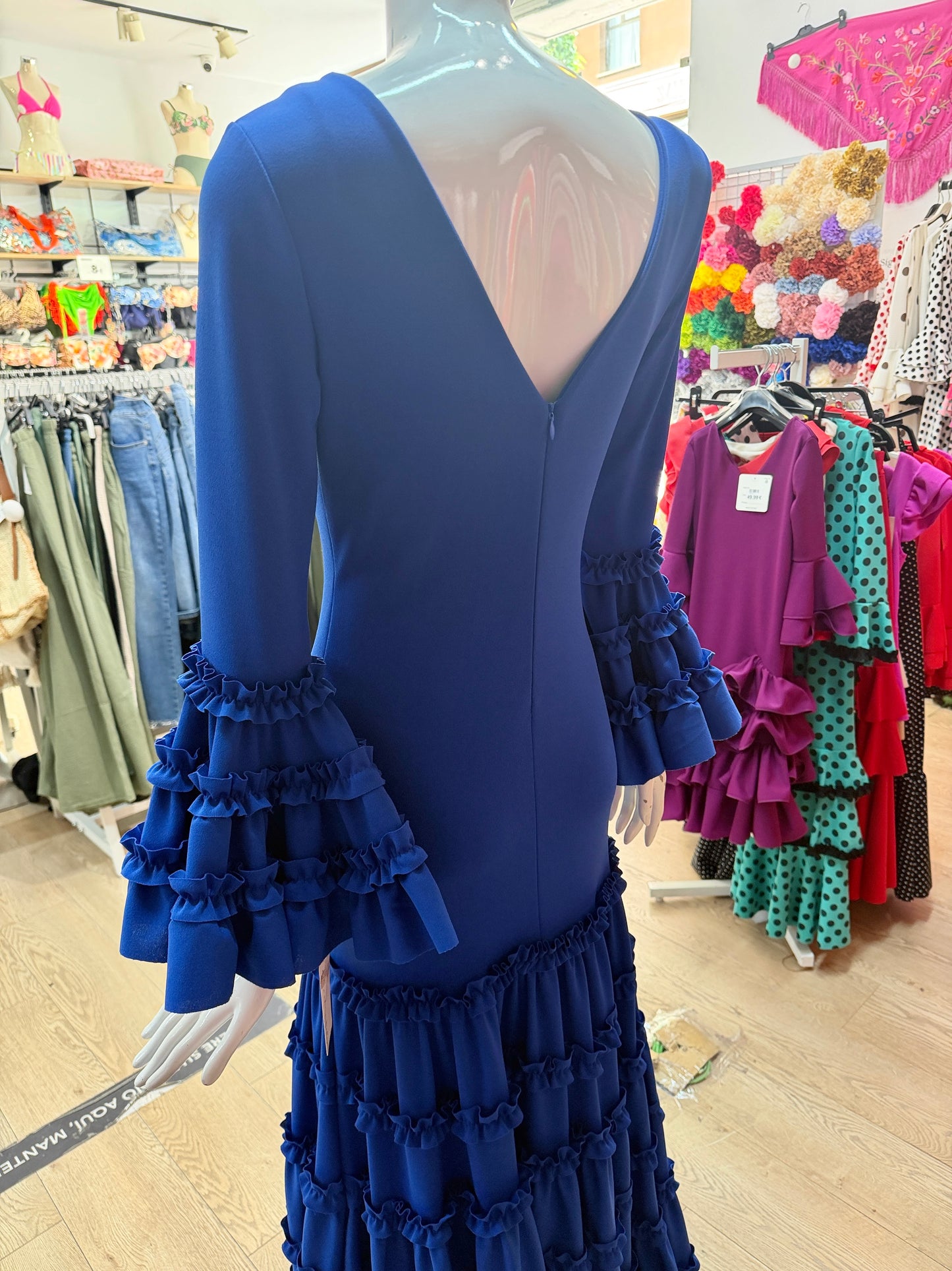 Traje flamenca canastero azul eléctrico XS/S