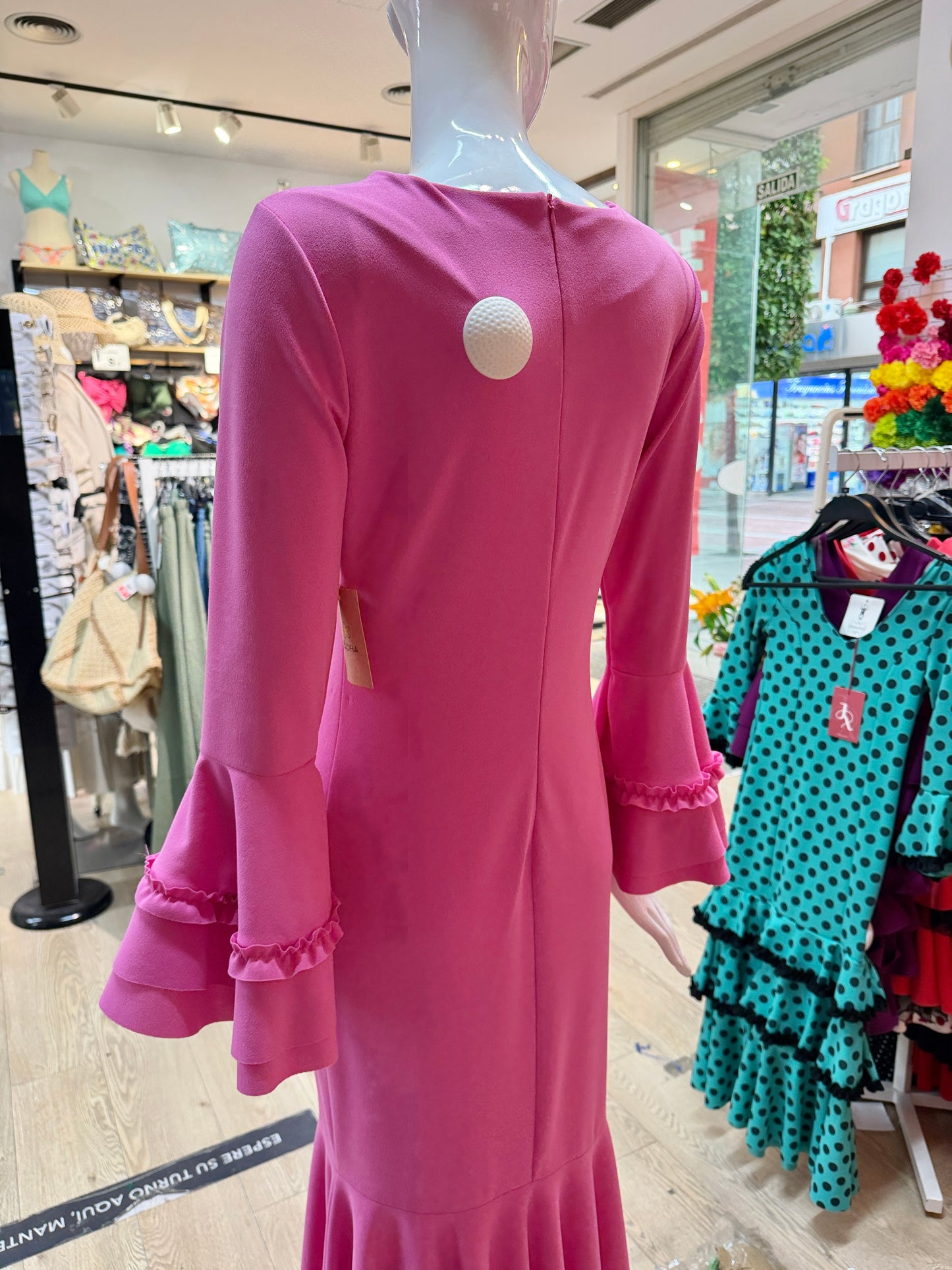 Traje flamenca rosa barbi M
