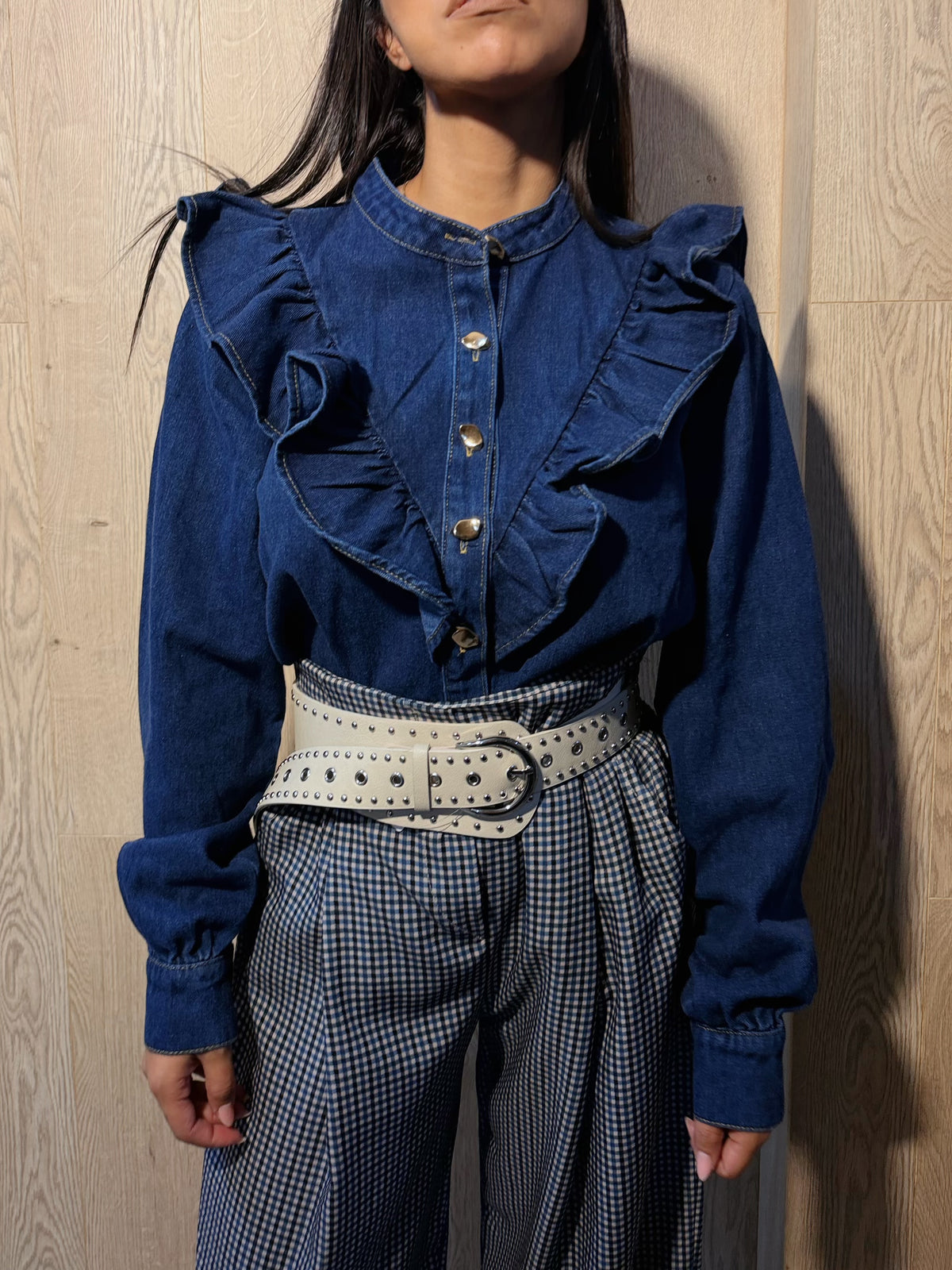 Chaqueta vaquera volante hombro