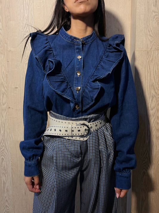 Chaqueta vaquera volante hombro