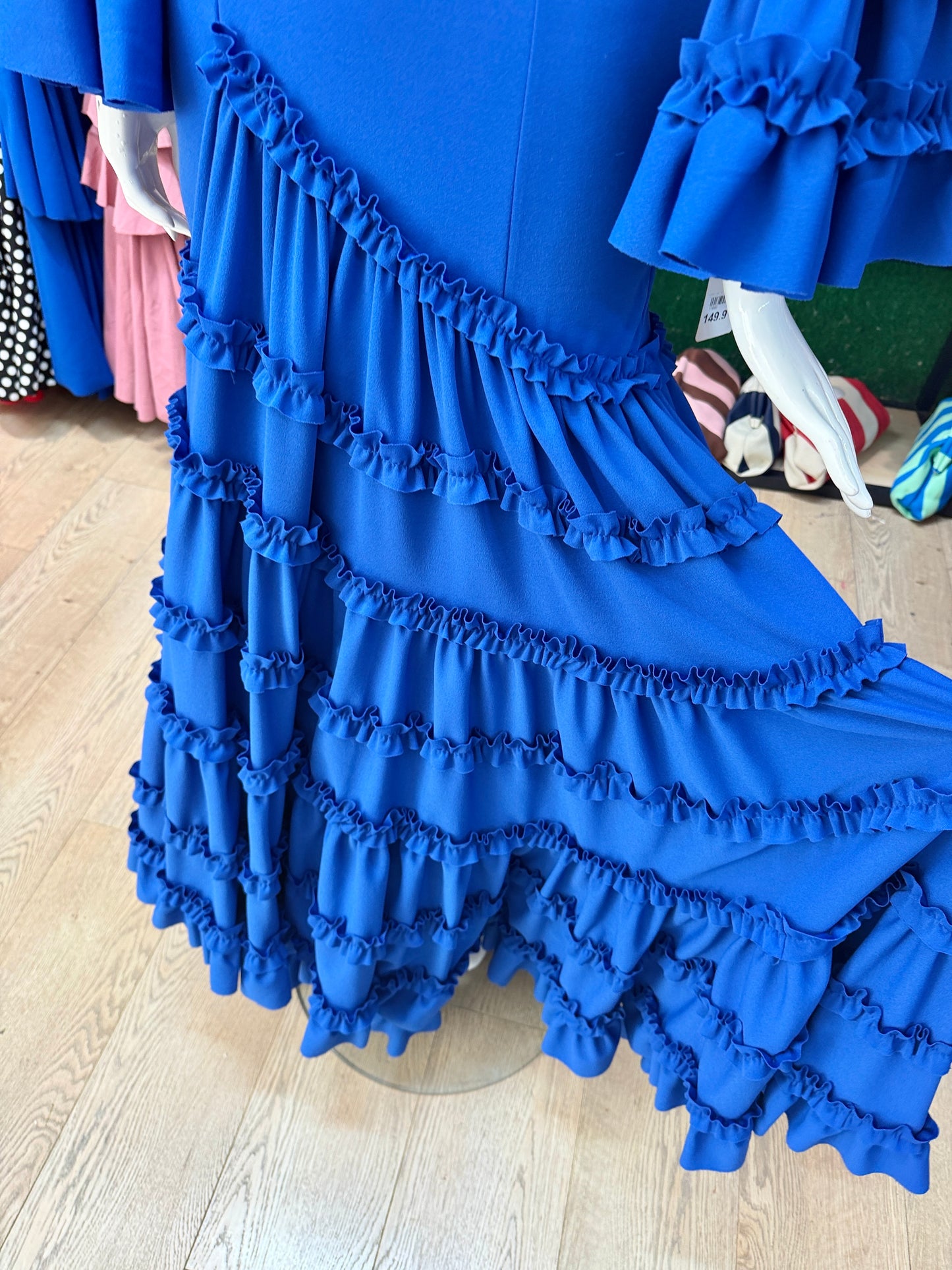 Traje flamenca canastero azul eléctrico XS/S