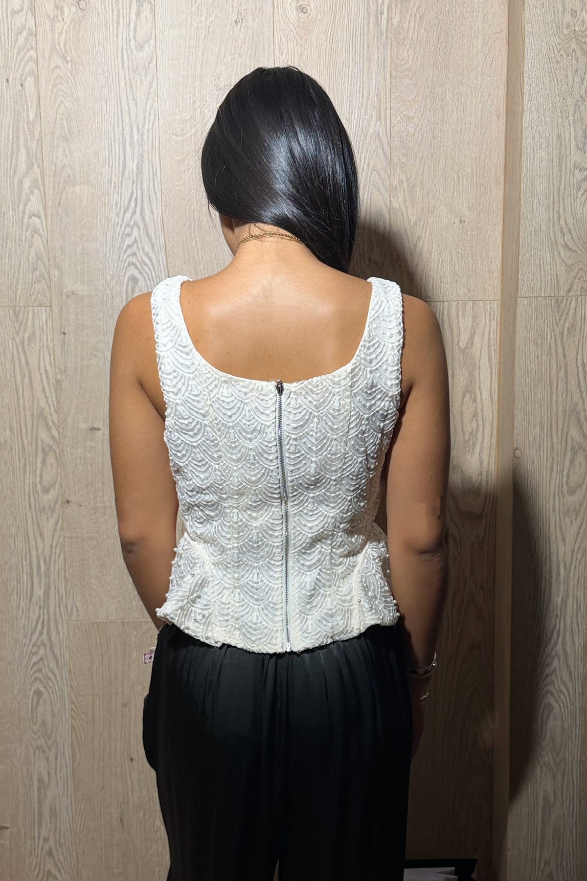Top encaje perla