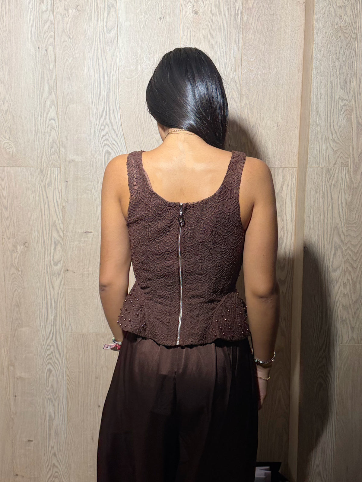 Top encaje perla