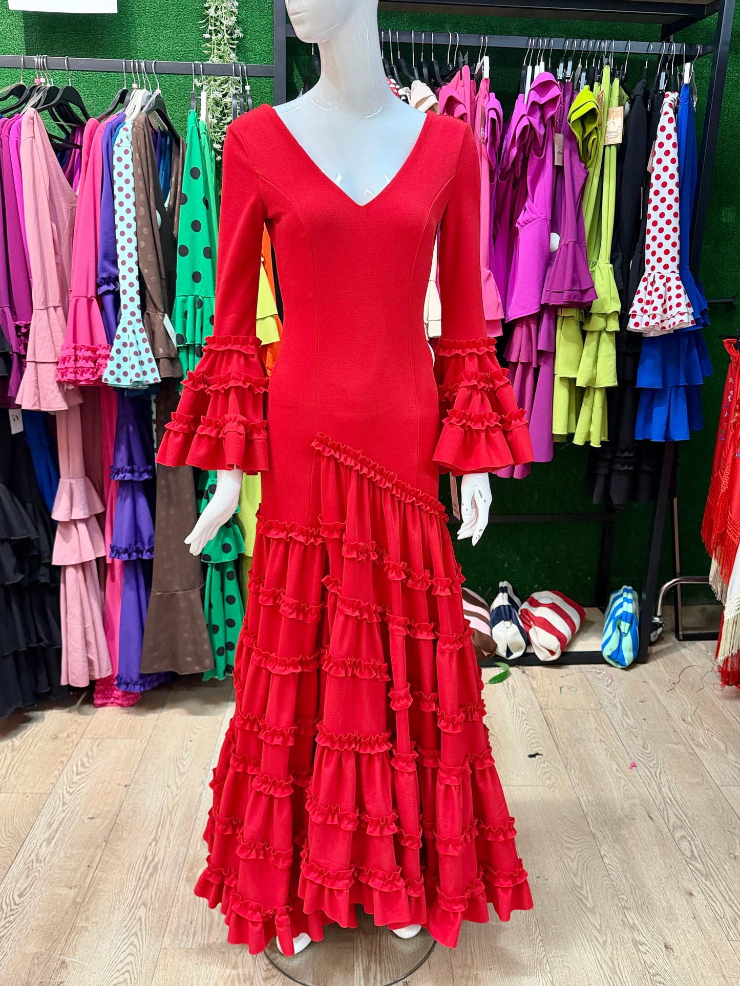 Traje flamenca canastero rojo  XS/S