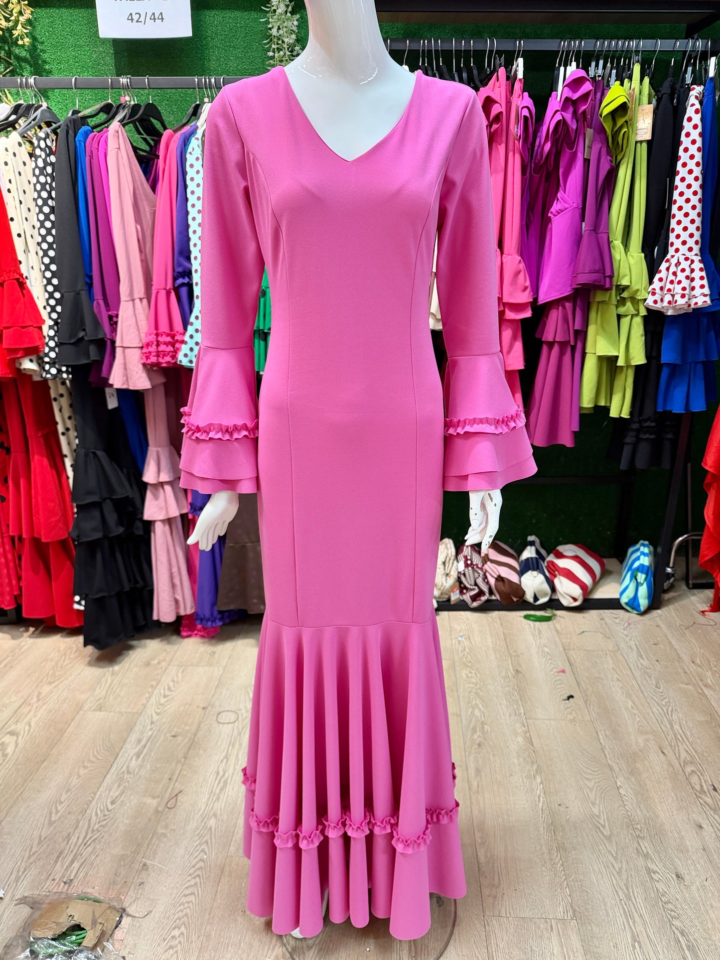 Traje flamenca rosa barbi M