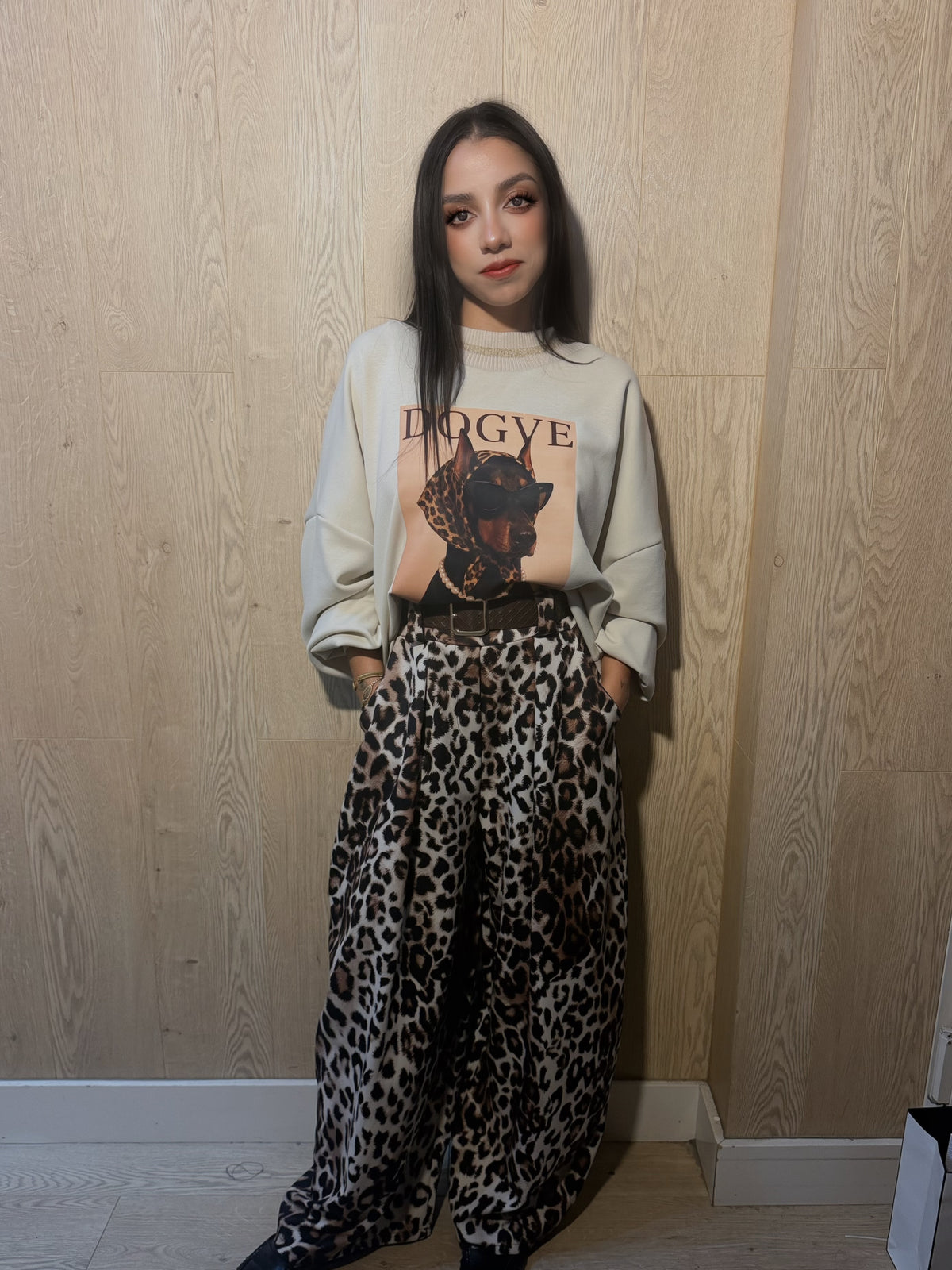 Pantalón leopardo cinturón