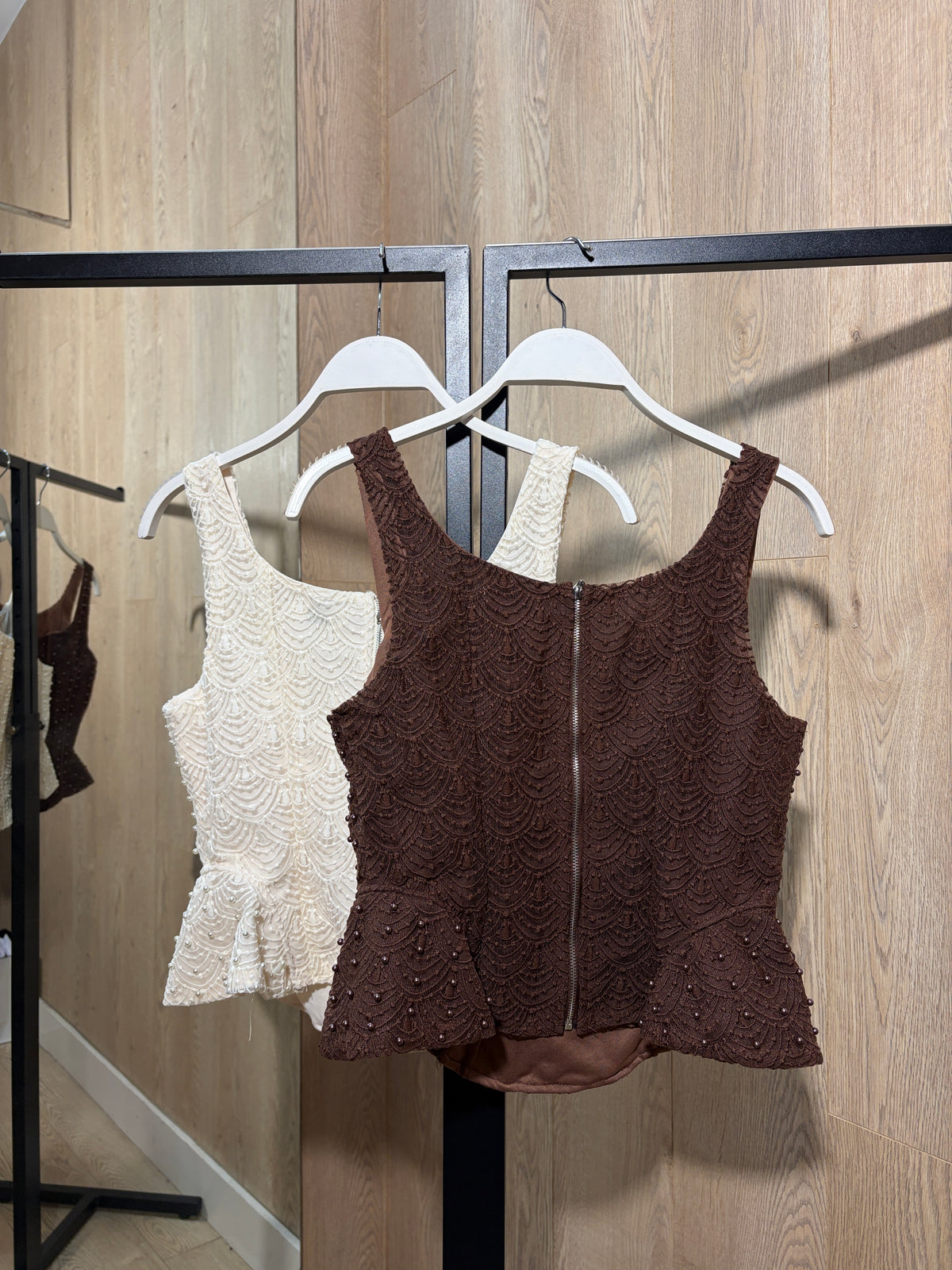 Top encaje perla