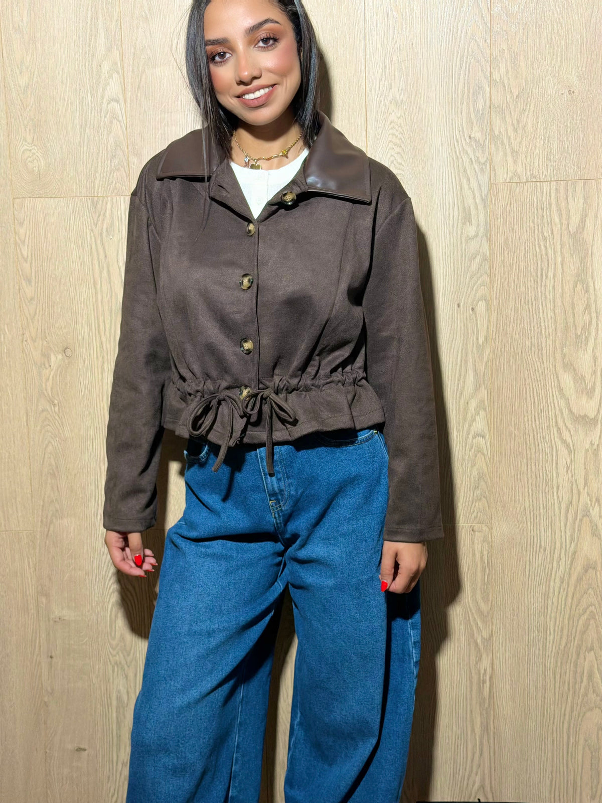Chaqueta botón antelina