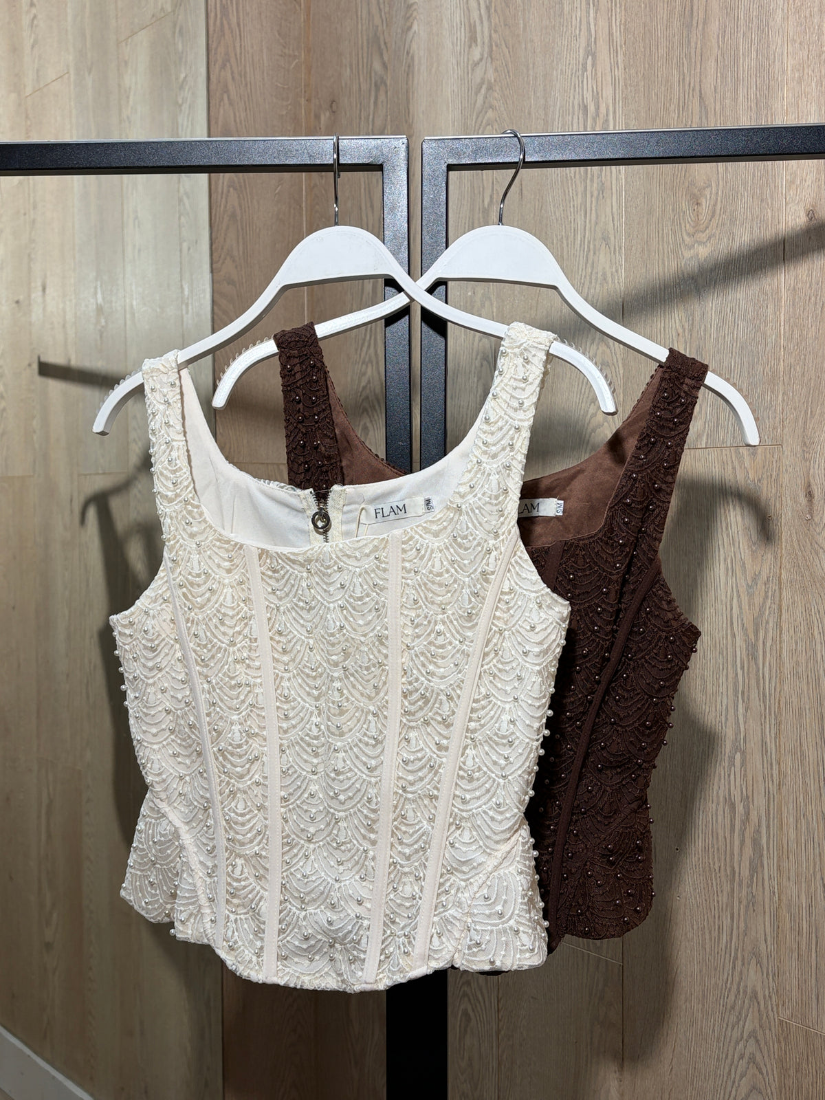 Top encaje perla