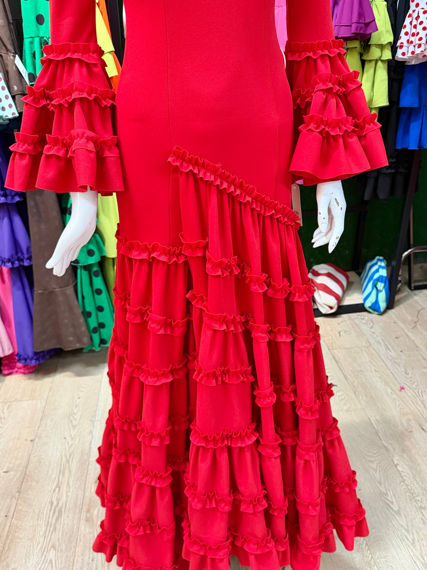 Traje flamenca canastero rojo  XS/S