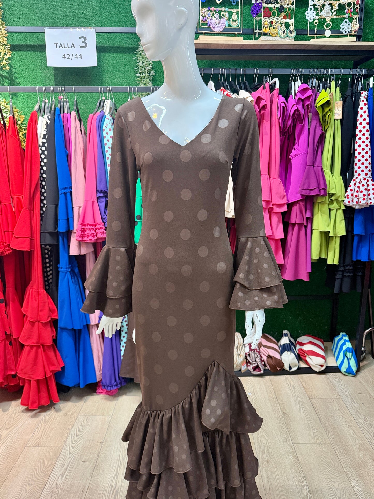 Traje flamenca marrón con lunares XS/S