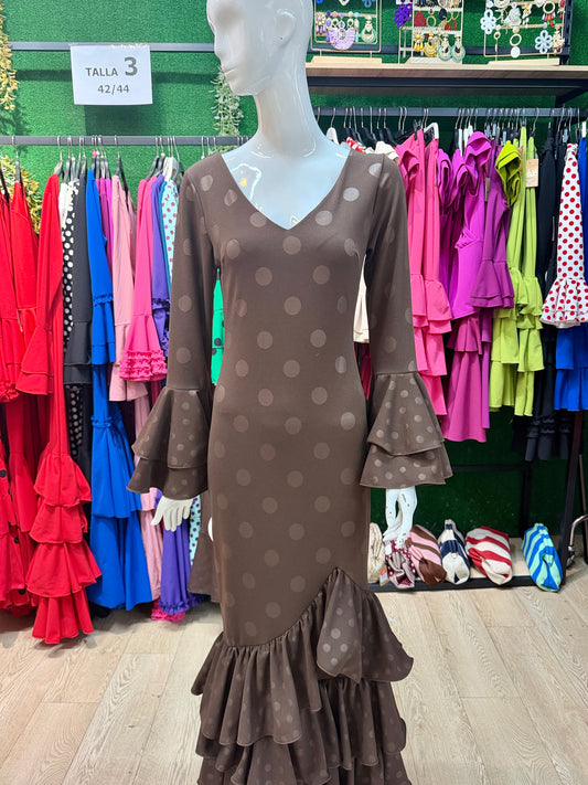 Traje flamenca marrón con lunares XS/S